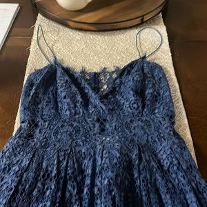 Blue lace dress spaghetti straps